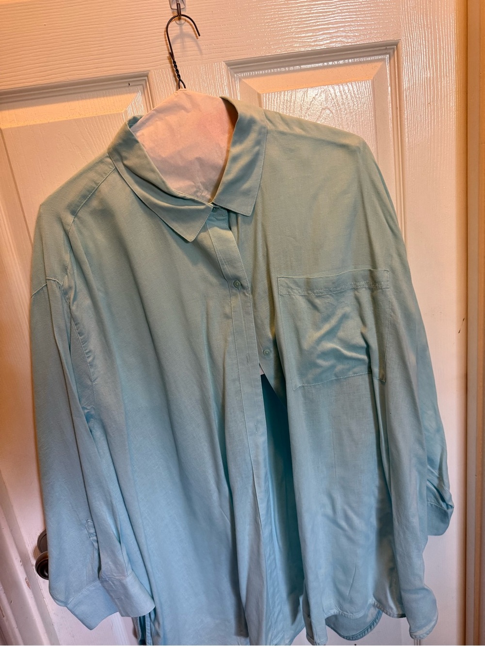 Old Navy Men's Mint Blue Long-Sleeve Button-Down Shirt